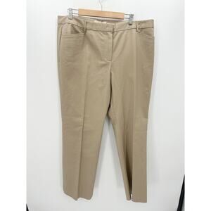 Michael Kors Khaki Dress Pants Women 18W Gramercy Fit Cotton Stretch Trousers